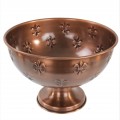 4003-FLEUR DE LIS COPPER BOWL WITH PEDESTAL